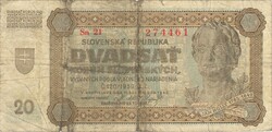 20 korun korona 1942 Szlovákia 2.