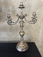Ezüstözött háromágú kandeláber – gazdagon díszített, 49 cm