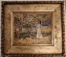 Theodore Robinson(1852-1896) The Normandy Garden, October c festmény másolata eladó