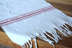 Antik régi népi len vászon szőtt szőttes törölköző törlő konyharuha 99 x 48 + rojt dísztörölköző