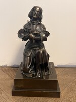 Ritka bronz szobor – Jeanne d’Arc (Johanna d’Arc) térdelve imában – kivételes darab kedvező áron