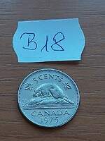 KANADA 5 CENT 1975 II. Erzsébet királynő, HÓD, Nikkel  B18