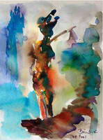 Tarot sorozat art by Konrad Biro. A bolond.Gyönyörű akvarell illusztráció.