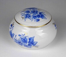 1Y417 Régi kék rózsás román Moga porcelán bonbonier 6.4 x 9.5 cm