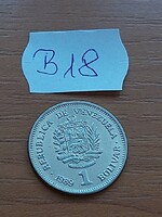 VENEZUELA 1 BOLIVAR 1989 Acél nikkel bevonattal, Simón Bolívar    B18