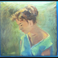 Szalontai György  fiatal nő festmény 1959 Olaj ,vászon