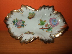 Levél alakú Viktória mintás Herendi porcelán hamutál