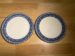 Angol kék fajansz Cauldon Lucien desszertes kistányér 2 db Hüttl Tivadar behozatali jelzéssel