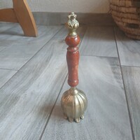 Érdekes régi fa markolatos réz csengő