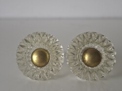 Vintage üveg bútorgomb bútordísz fogantyú bútorveret párban