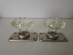 Vintage üveg bútorgomb bútordísz fogantyú bútorveret párban