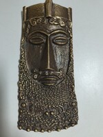 Kótai József által tervezett "Király fej" bronz fali dísz - 18 x 9 cm