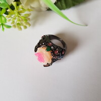 Strasszköves, virág díszes gyűrű – USA 7 / EU 54 / Ø17,5mm