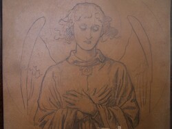 Székely Bartalan: Angyal   – papír, szén, lemezpapír 53 x 53 cm