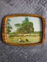 Retro fémtálca Hortobágyi gulyás pulikutyával