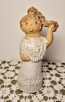 Antalfiné Szente Katalin: Copfos fiatal lány - kerámia szobor 18 cm