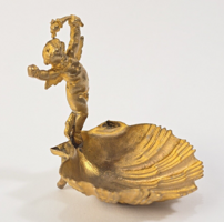 Vintage/antik angyallal/kerubbal díszített mini asztali szenteltvíztartó