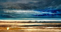 Szalai Krisztián : Balatonlelle-Kishegy. 80x150 cm olaj / vászon modern balatoni festmény, művésztől