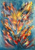 Izzó virágok art by Konrad Biro 70x50 cm olaj,vàszon.A festmény magáért beszél!
