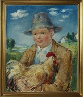 JANCSEK Antal (1907-1985): Fiú kakassal.