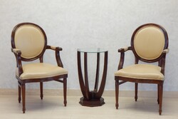 Art Deco lerakóasztal üveglapos. (R B - 29 ) Raktárról elérhető!