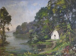 (N) Boglári László (20.sz.közepe) : Vízparti házikó