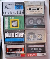 Retro audio kazetta csomag – 8 db vegyes C60–C90 (TDK, Sony, Akai)