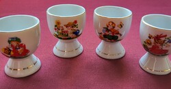 4db régi gyerek figurás mintás porcelán tojástartó tojás tartó arany széllel húsvéti