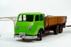 IFA W50 Vintage fa-fém makett teherautó szerelvény, ponyvás pótkocsival