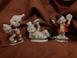 3db Bisquit porcelán bohóc figura. Kézzel festett. 7,8,9 cm.
