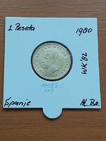 SPANYOL 1 PESETA 1980 (80) Juan Carlos I Alumínium-bronz FOCI VB '82 PAPÍRTOKBAN