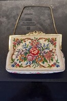 Antik goblein táska aranyozott fogóval, Vienna Handwork.