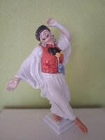 Herendi porcelán Táncoló betyár szobor szép festéssel, jubileumi jelzéssel, hibátlan, 31 cm
