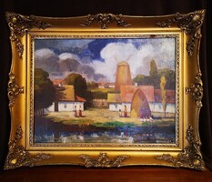 Iványi Grünwald Béla (1867 - 1940) - Faluvég szélmalommal