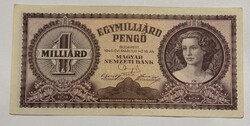 Eladó 1946-os Egymilliárd pengő inflációs bankjegy, gyűjtői állapotban.