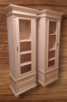 Ónémet könyves keskeny  tárolos vitrin, szekrény polcos tálaló