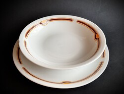 Alföldi barna narancssárga art deco leveses mélytányér és lapostányér 2 db Bella tányér egyben