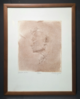 Almásy Aladár: Salome arca, szép keretben! (rézkarc, női portré profilból) történelmi, bibliai kép