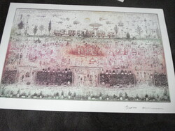 Gross Arnold A barátság országútján  ofszet a művész eredeti aláírásával