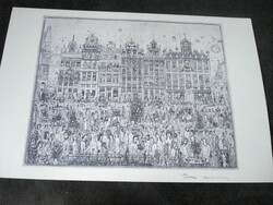 Gross Arnold Brüsszeli vasárnap ofszet a művész eredeti aláírásával