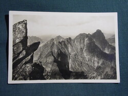 Képeslap,Szlovákia,Magas Tátra,Zabí kôň,Koprovský štít,Mengušovský štít  hegyek,1945-