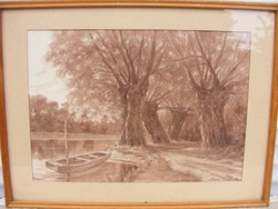 Hargitai .G. Csónak a folyóparton