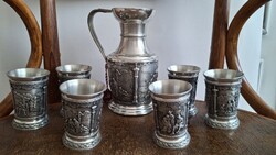 Ón ,  zinn ,  SKS  boros kancsó  6 db boros pohárral
