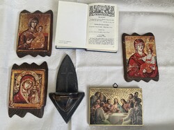 6 db kegytárgy tétel szuper áron ikonok imakönyv szenteltvíztartó.