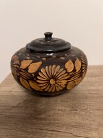 Magyar népi kerámia fedeles doboz – 1950–60-as évek