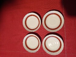 4 db antik herendi  arany -  barna csíkos porcelán  kávés / mokkás  csésze alj