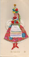 Üdvözlő kártya: Lengyel népviselet. (textilből)