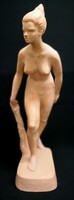 DT/487. – Oláh Sándor – Hatalmas álló női akt terrakotta kisplasztika (55 cm)