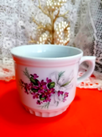 Retró, nagyméretű, 6 dl,  gyöngyvirágos ibolyás, gyönyörű bögre  28.