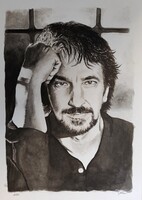 Alan Rickman fekete tus portré 25x35 cm